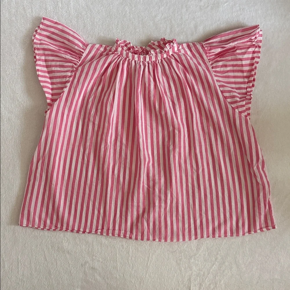 {Anthro} Birds of Paradis by Trovata | Carla Stripe High Neck Ruffle Top $248 S - Picture 16 of 16